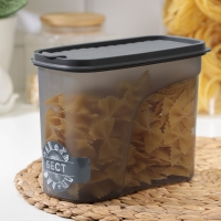 Ёмкость для сыпучих продуктов «Бест», 1,5 л, 9,5×19×14 см, прозрачный, крышка серая Ёмкость для сыпучих продуктов «Бест», 1,5 л, 9,5×19×14 см, прозрачный, крышка серая
