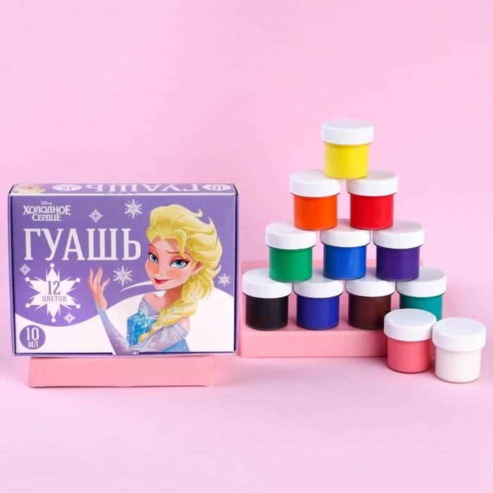 Гуашь 12 цветов по 10 мл, Холодное сердце Гуашь 12 цветов по 10 мл, Холодное сердце
