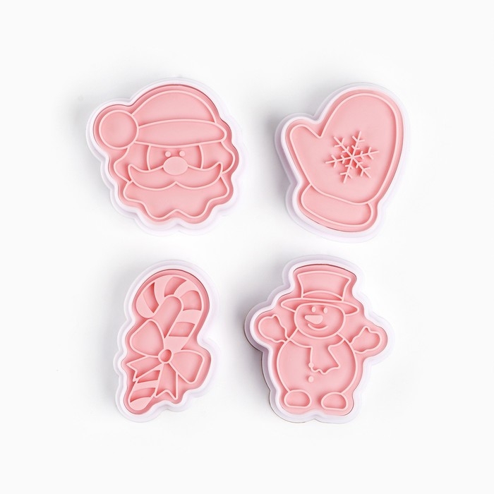 Новый год. Набор форм для печенья &laquo;В зимнем лесу&raquo;, пластик, 4 шт