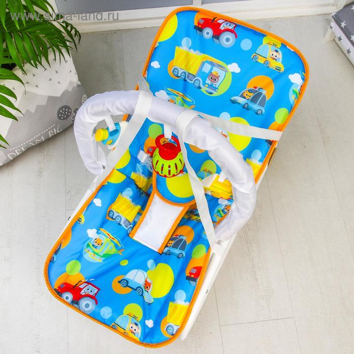 Шезлонг - качалка для новорождённых &laquo;Транспорт&raquo;, игровая дуга, игрушки МИКС