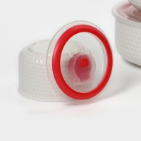 Набор салатников керамических с вакумными крышками &laquo;Ромбики&raquo;, 3 предмета: 300/550/900 мл, цвет белый