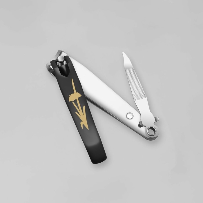 Кусачки-книпсер педикюрные, с пилкой, 8 см, на блистере, цвет чёрный/серебристый Кусачки-книпсер педикюрные, с пилкой, 8 см, на блистере, цвет чёрный/серебристый