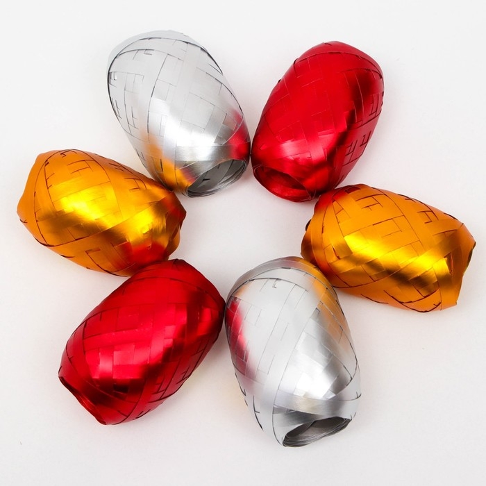 Лента упаковочная матовый металлик 0,5 см х 10 м, цвета МИКС Лента упаковочная матовый металлик 0,5 см х 10 м, цвета МИКС