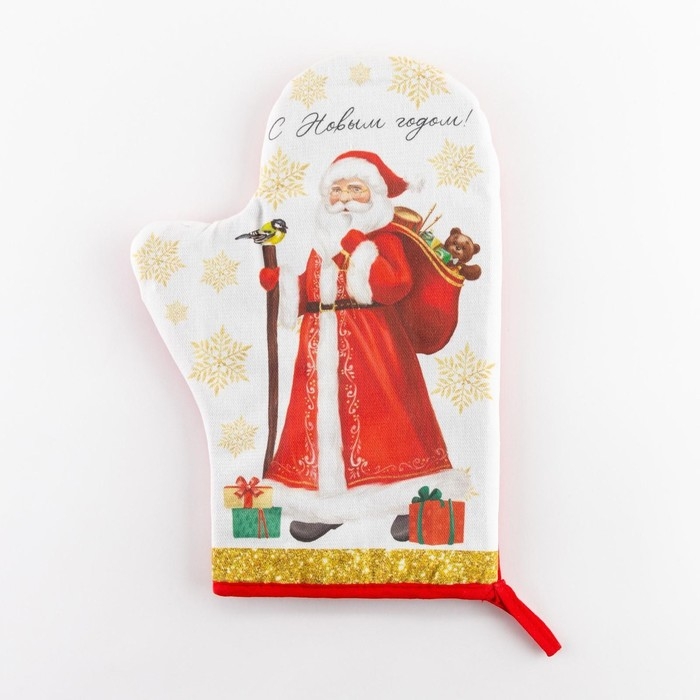 Новый год.Варежка-прихватка Новый год.Варежка-прихватка "С новым годом" 20х27см, саржа, 100% х/л, ватин 250г/м2