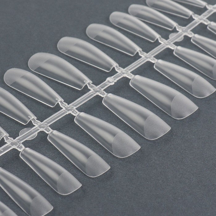 Гелевые типсы для наращивания ногтей, 240 шт, форма балерина, полное матовое покрытие, в контейнере, цвет прозрачный Гелевые типсы для наращивания ногтей, 240 шт, форма балерина, полное матовое покрытие, в контейнере, цвет прозрачный