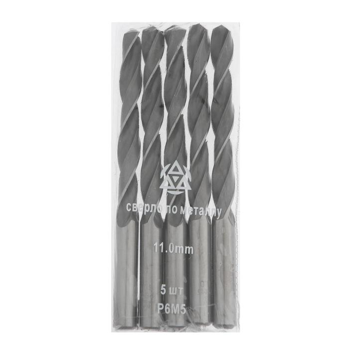 Сверло по металлу Сверло по металлу "Волжский инструмент", ц/х, d=11 мм, L=142 мм, Р6М5, 5 шт., ГОСТ 10902-77