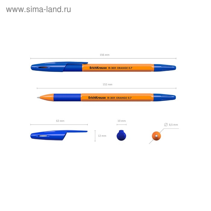 Набор ручек шариковых 3 штуки ErichKrause R-301 Orange Stick & Grip, узел 0.7 мм, чернила синие, резиновый упор, длина линии письма 1000 метров, европодвес Набор ручек шариковых 3 штуки ErichKrause R-301 Orange Stick & Grip, узел 0.7 мм, чернила синие, резиновый упор, длина линии письма 1000 метров, европодвес