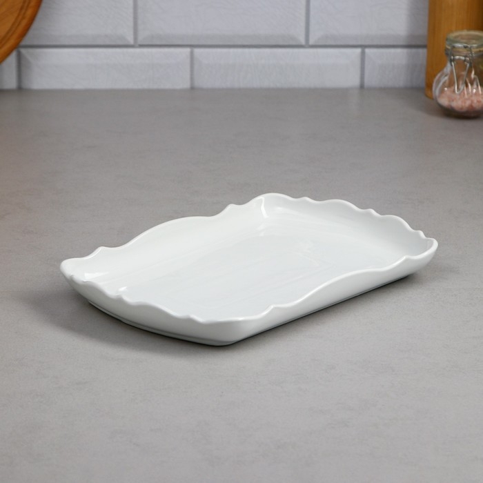 Тарелка Wave, прямоугольная, 800 мл, фарфор, Иран Тарелка Wave, прямоугольная, 800 мл, фарфор, Иран