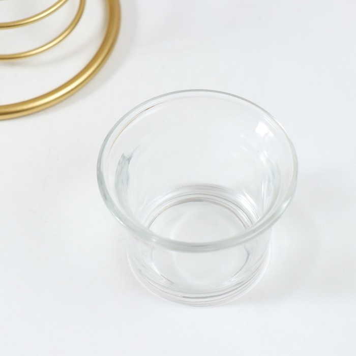 Подсвечник металл на 1 свечу Подсвечник металл на 1 свечу "Золотые листья в круге" d=4,5 см золото 16х9,5х21 см