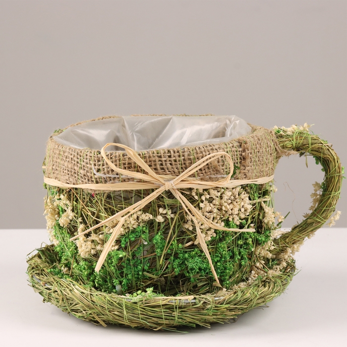 Кашпо, 23 х 20 х 13 см, трава