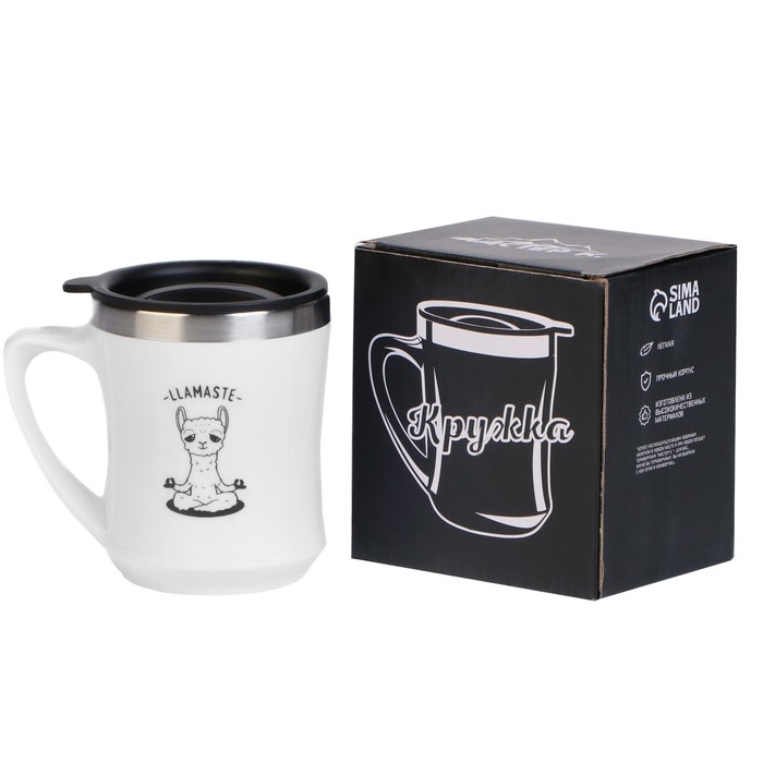 Термокружка, 350 мл, Lifestyle Термокружка, 350 мл, Lifestyle "LLAMASTE", сохраняет тепло 3 ч