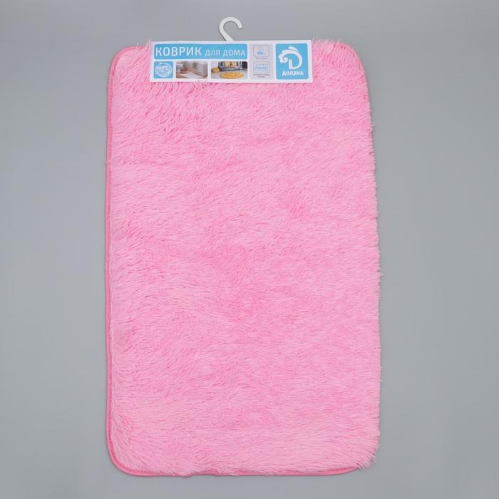 Коврик для ванной и туалета Доляна «Пушистик», 50×80 см, цвет розовый Коврик для ванной и туалета Доляна «Пушистик», 50×80 см, цвет розовый
