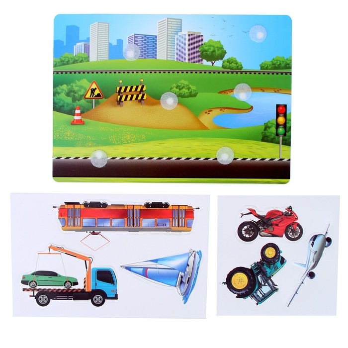 Развивающая игра на липучках &laquo;&lrm;Изучаем транспорт вместе&raquo;, методика Домана, с обучающими карточками по методике Глена Домана