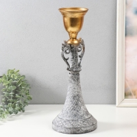Подсвечник металл на 1 свечу "Лучиано" серый с золотом 16х16х42 см