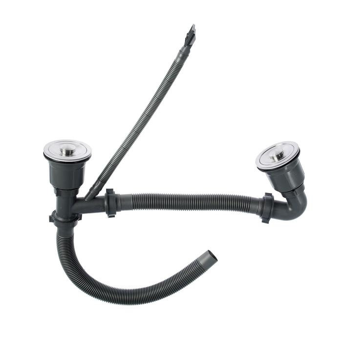 Мойка кухонная AFLORN AF97843B-D, врезная, двойная, S=3,0 и 0,8мм, 78х43х22см, сифон, графит