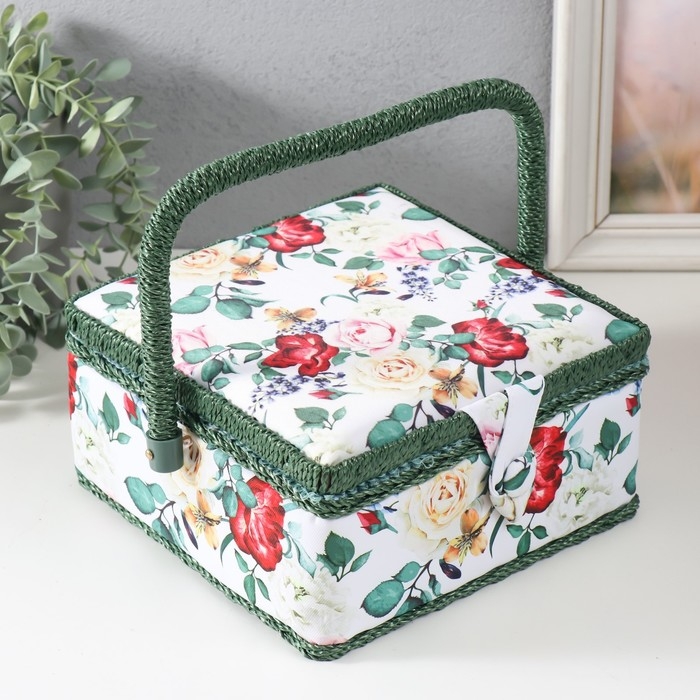 Шкатулка для рукоделия Шкатулка для рукоделия "Садовые цветы" 20х20х11 см
