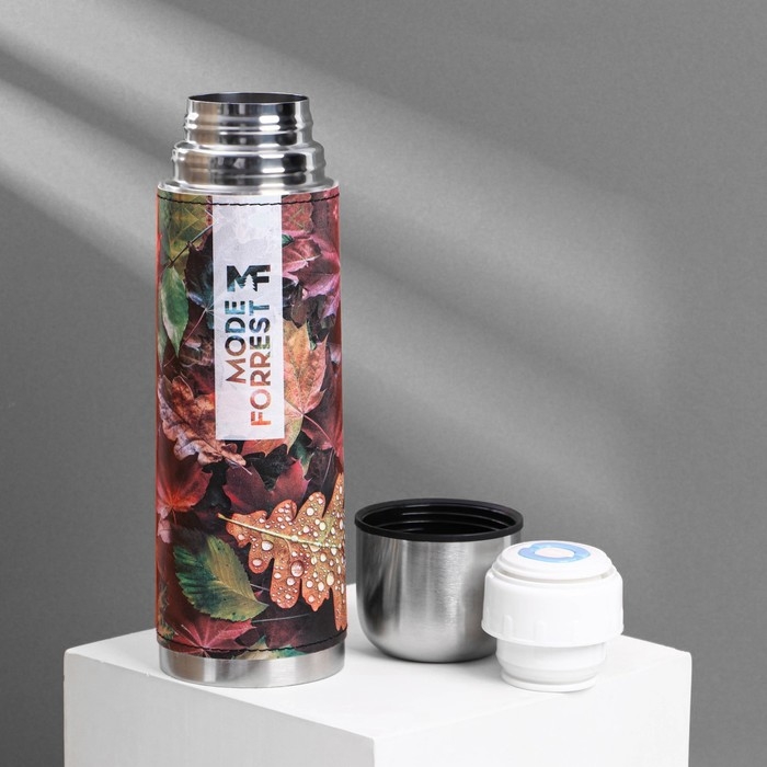 Термос &laquo;Листья&raquo; в кожзаме, MODE FORREST, 750 мл, время сохранения тепла 16-18 ч