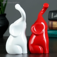 Фигура "Пара слонов" белый/красный, 9х12х16см Фигура "Пара слонов" белый/красный, 9х12х16см