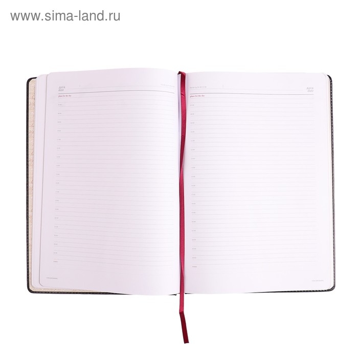 Ежедневник недатированный А4, 136 листов Sidney Nebraska, твёрдая обложка, искусственная кожа, золотой срез, ляссе, чёрный