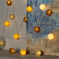 Гирлянда &laquo;Нить&raquo; 5 м с насадками &laquo;Клубки кремовые&raquo;, IP20, прозрачная нить, 20 LED, свечение тёплое белое, 220 В