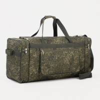 Сумка дорожная на молнии, 3 наружных кармана, длинный ремень, цвет хаки