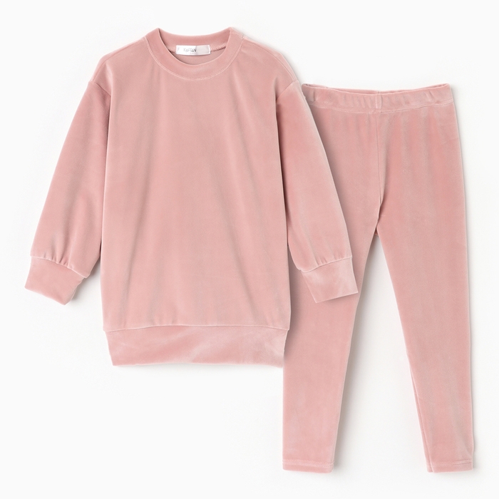Костюм детский (свитшот, лосины) KAFTAN Plushy р.32 (110-116), розовый