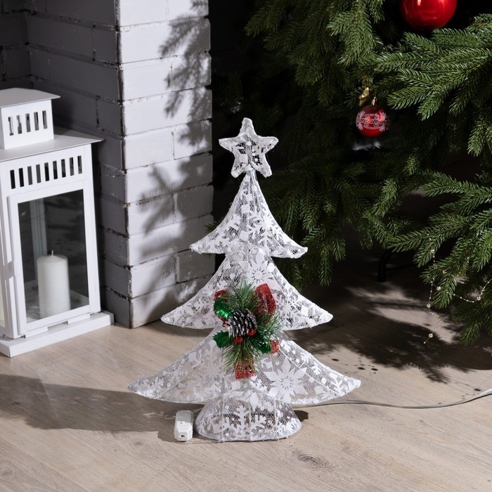 Светодиодная фигура &laquo;Ёлка&raquo; 37 &times; 50 &times; 10 см, металл, текстиль, 220 В, свечение мульти