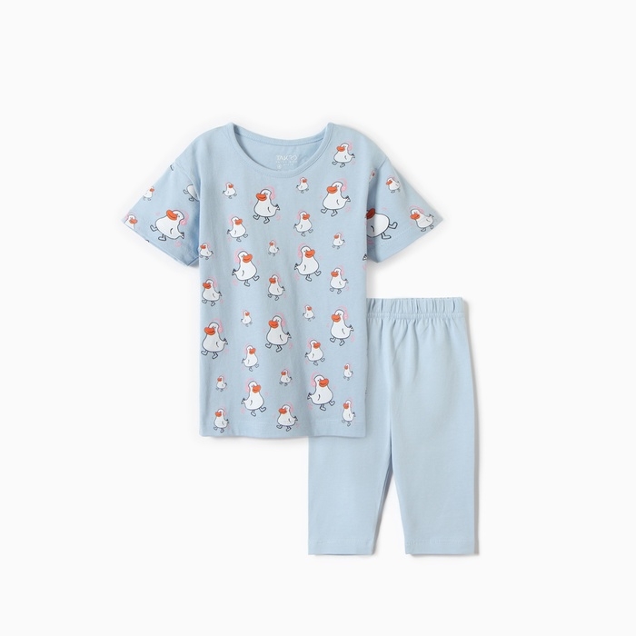 Пижама для девочки (футболка/бриджи), цвет голубой, рост 110 см