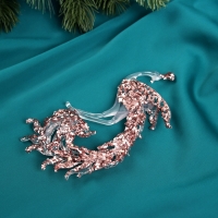 Украшение ёлочное "Павлин сияние блеск" 14х7,5 см, прозрачно-розовый