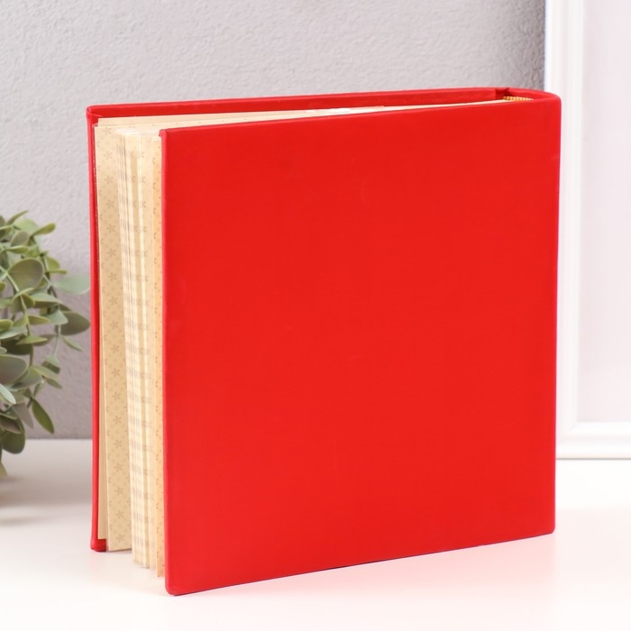 Фотоальбом кожзам на 200 фото 10х15 "Вышитая рама" красный 22х23х5 см