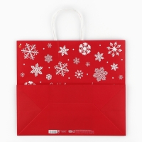 Пакет подарочный новогодний &laquo;Снежинки&raquo;, белый крафт, 32 х 28 х 15 см , Новый год