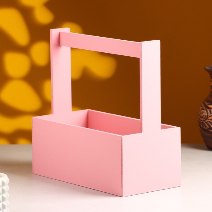 Кашпо деревянное "Эллада большая, сетка", с ручкой, 25&times;12,5&times;10(25) см Розовый Корал