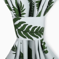 Комплект штор для кухни с подхватами Этель "Папоротник", 150х180 см - 2 шт, репс 220 г/м2, 100% хл