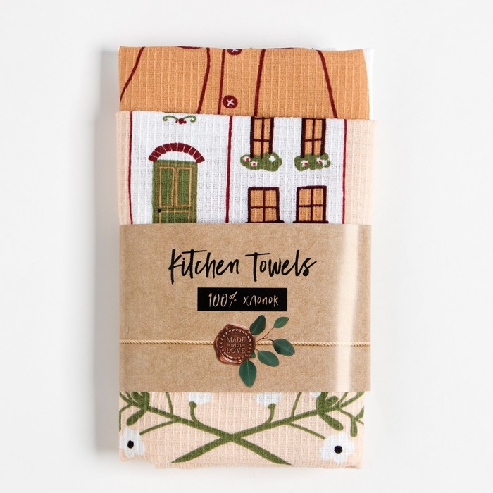 Набор кухонных полотенец Доляна &laquo;Дома не скучно&raquo; 35х60см-2шт, 100% хлопок