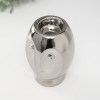 Подсвечник керамика на 1 свечу "Сова Сипуха" d=3,5 серебро 9х8,5х12,5 см