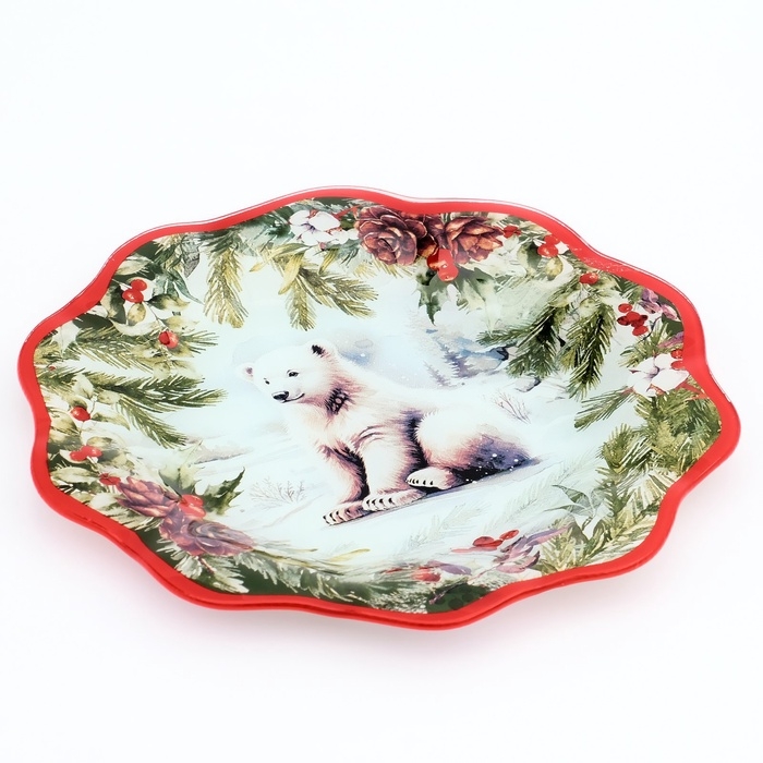 Тарелка плоская стеклянная Дорого внимание «Полярный мишка», 23 см Тарелка плоская стеклянная Дорого внимание «Полярный мишка», 23 см