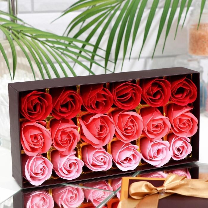 Мыльные розочки, цветные оттенки, набор 18 шт. Мыльные розочки, цветные оттенки, набор 18 шт.