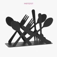 Салфетница Доляна &laquo;Приборы&raquo;, 13,5&times;4,5&times;9,5 см, цвет чёрный