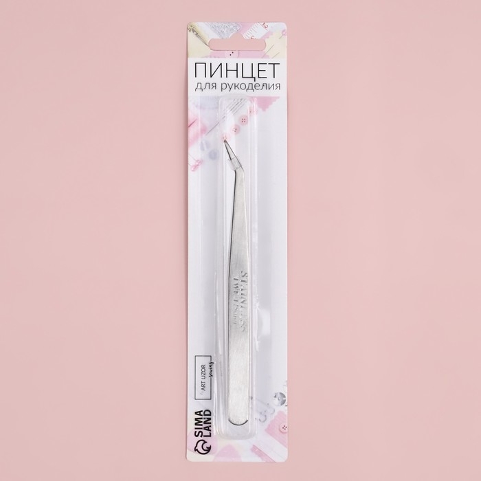Пинцет изогнутый для рукоделия, 12 см, цвет серебряный Пинцет изогнутый для рукоделия, 12 см, цвет серебряный