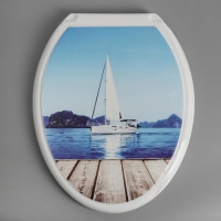 Сиденье для унитаза с крышкой Росспласт &laquo;Декор. Яхта&raquo;, 44,5 х 37,5 см, белое