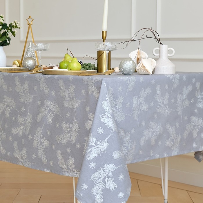 Скатерть Этель &laquo;Серебряные ветки&raquo;, 149х250 см, саржа 190 г/м2