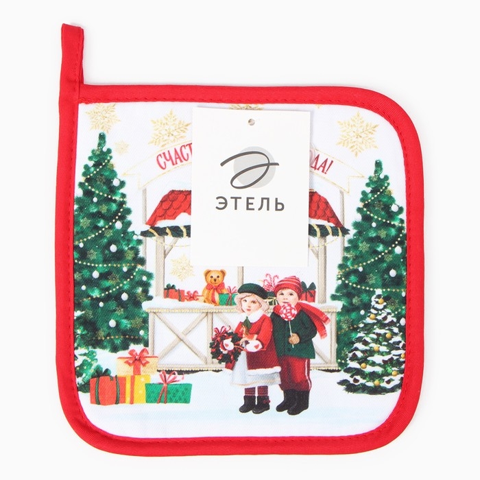 Прихватка Прихватка "Новогодняя ярмарка" 19х19см, саржа, 100% х/л,ватин 250г/м2