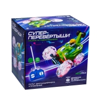 Машина-перевёртыш радиоуправляемая &laquo;Трюк&raquo;, работает от батареек, световые эффекты, цвет зелёный