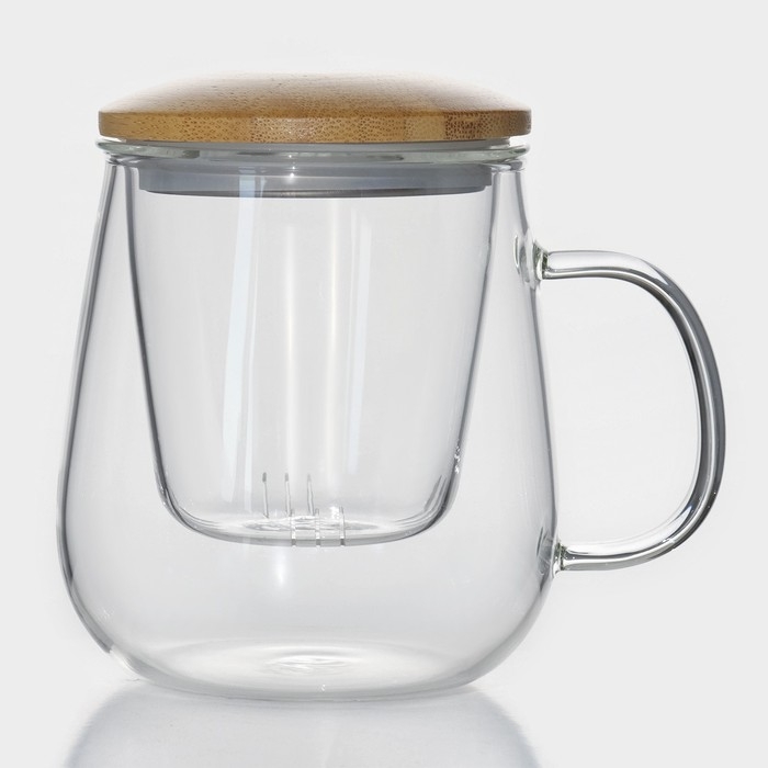 Кружка стеклянная для заваривания со стеклянным ситом &laquo;Эко&raquo;, 500 мл