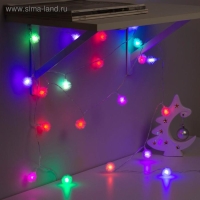 Гирлянда &laquo;Нить&raquo; 3 м с насадками &laquo;Ёжики&raquo;, IP20, прозрачная нить, 20 LED, батарейки AAх3 (нет в комплекте), свечение мульти