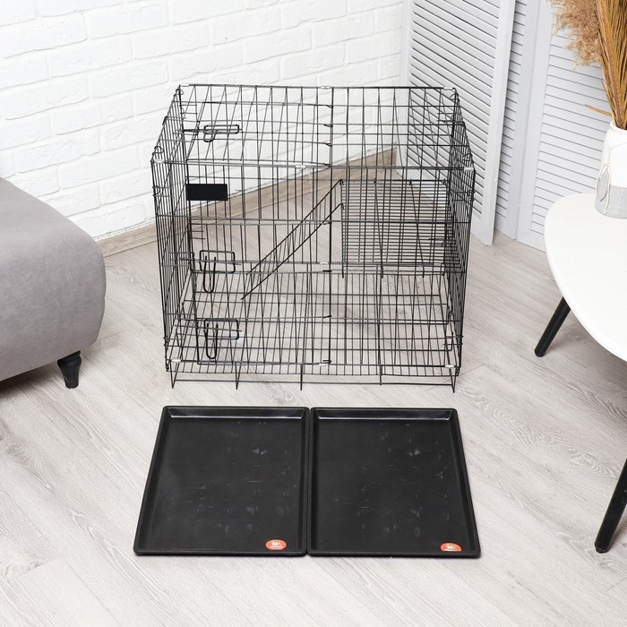 Клетка для собак и кошек, двухъярусная 70 х 50 х 60 см, чёрная