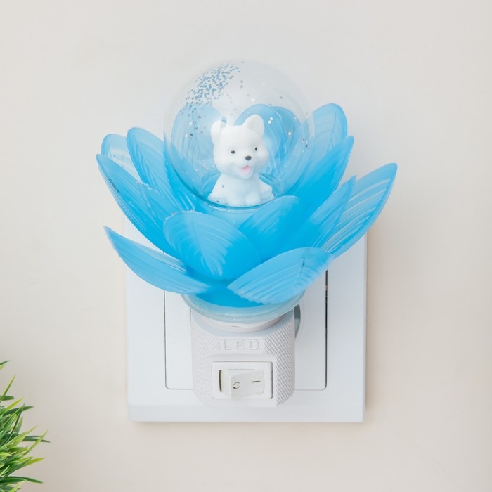 Ночник Ночник "Голубой цветок" LED 8х8х12 см RISALUX