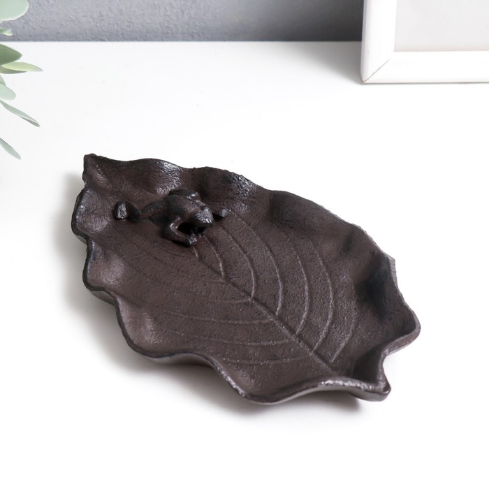 Сувенир чугун подставка Сувенир чугун подставка "Лягушка на листе" 1х19х11 см