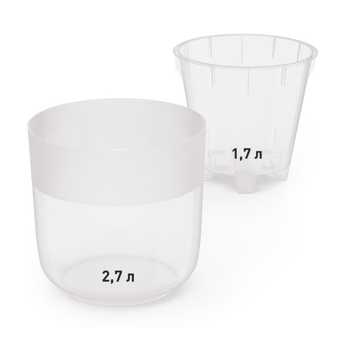 Кашпо для цветов со вставкой «Линель», 2,7 л, d=16 см, h=16 см, прозрачный Кашпо для цветов со вставкой «Линель», 2,7 л, d=16 см, h=16 см, прозрачный