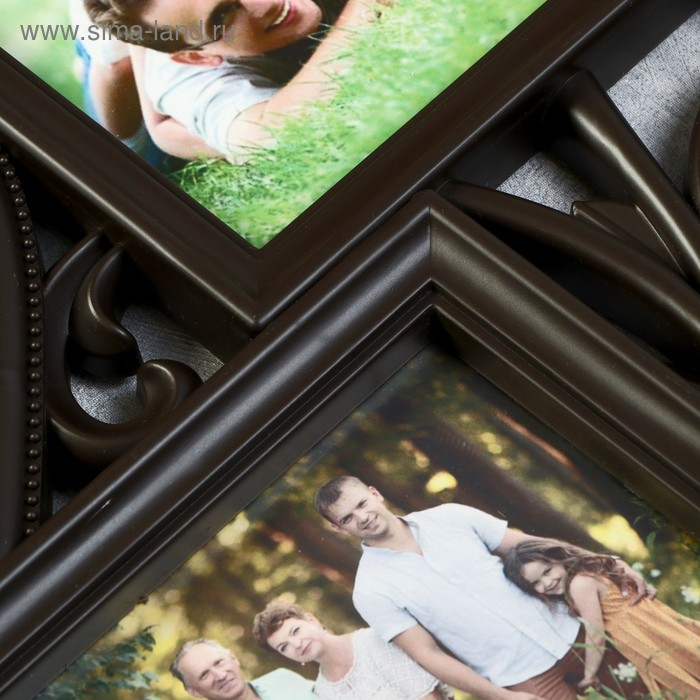 Фоторамка-коллаж "С сердцем"  на 5 фото, венге (пластиковый экран)